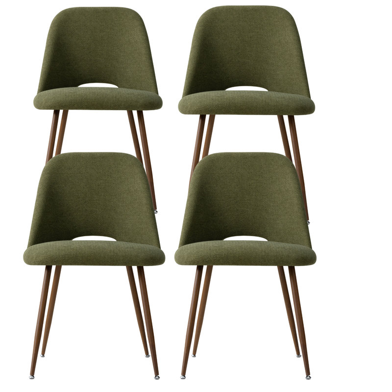 Ensemble de 4 chaises de salle à manger avec dossier ajouré vert olive, 4, Vert