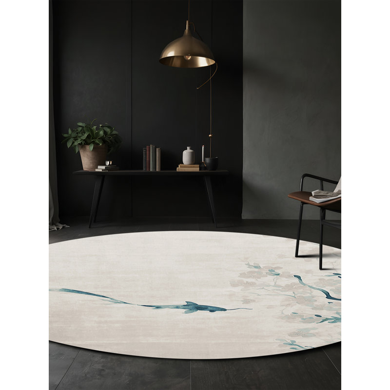 Machine Washable Gray Area Rug, Round 6'