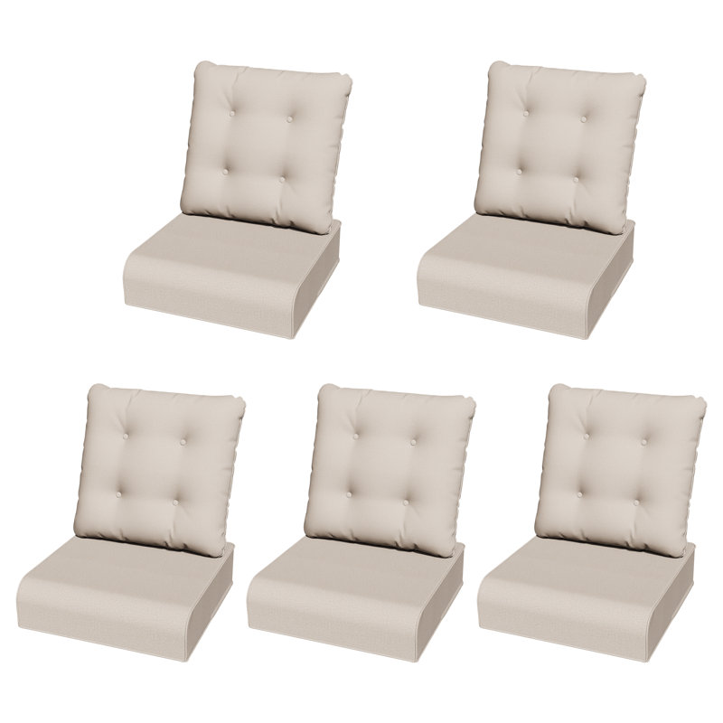 Weatherproof Outdoor Patio Chair Cushions in Beige, Blue, Red, Durable Olefin Fabric Replacement Set, Water & UV Resistant for Outdoor Seating