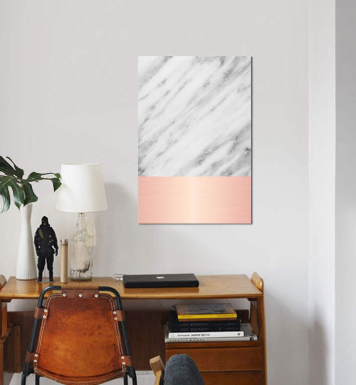 «Carrara Marble With Pink», impression sur toile, H 18 po x l 12 po x P 1,5 po, Toile tendue, Pas de tapis
