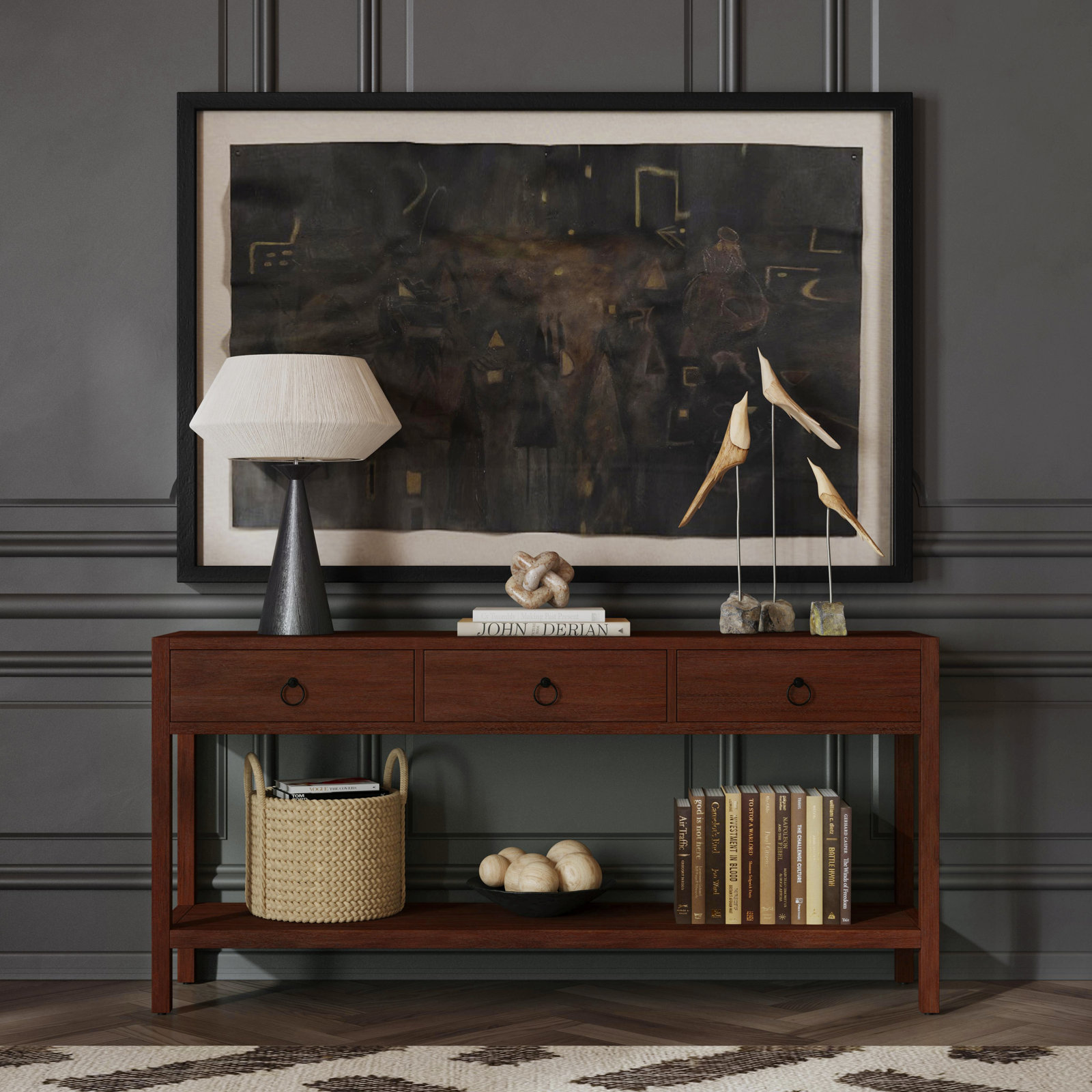 Elin 65'' Console Table, Medium Brown