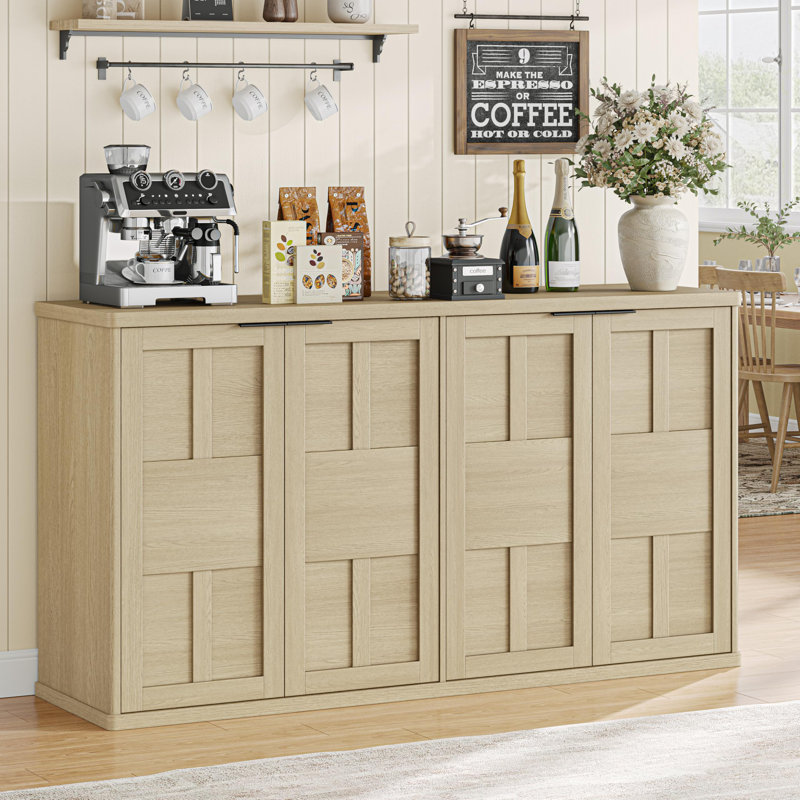 Buffet 60 "avec portes cannelées pour cuisine et salon, Beige