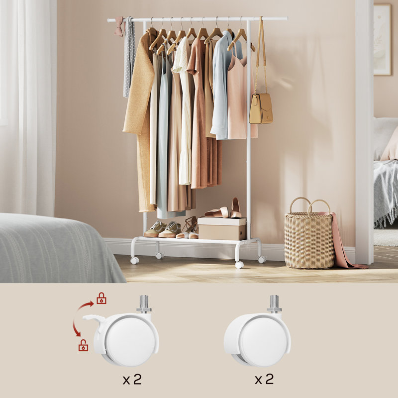 124 cm Rolling Clothes Rack, White