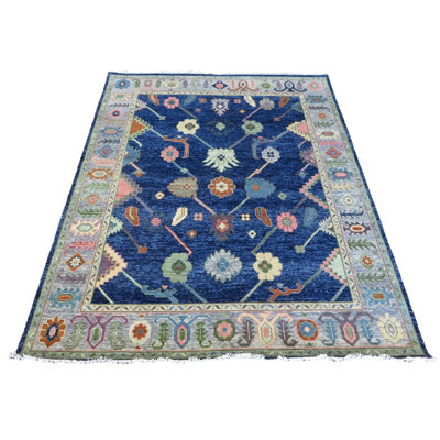 Tapis bleu marine unique de 8 pi x 9 pi 10 po