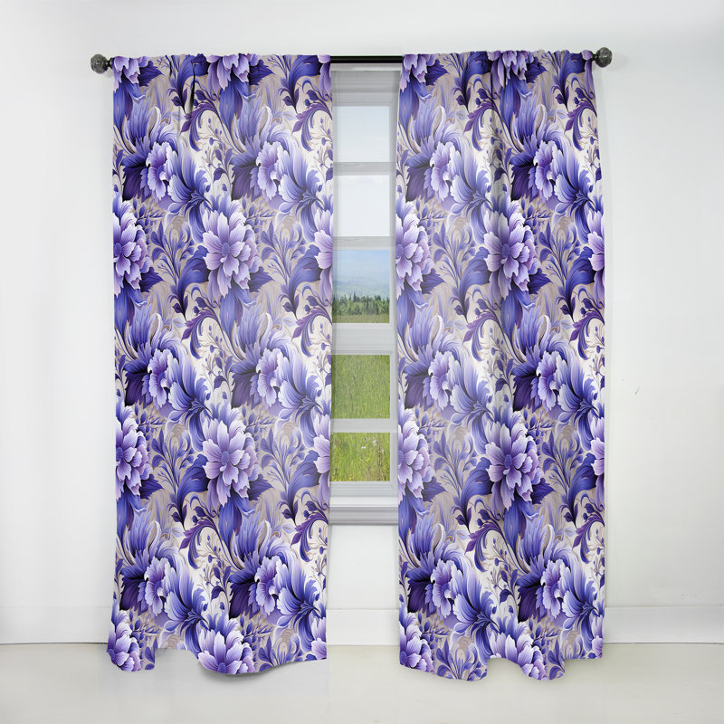 Mauve lavande persan Paisleys II - Rideau floral - Rideau floral obscurcissant - 1 panneau, L 52 po x L 120 po