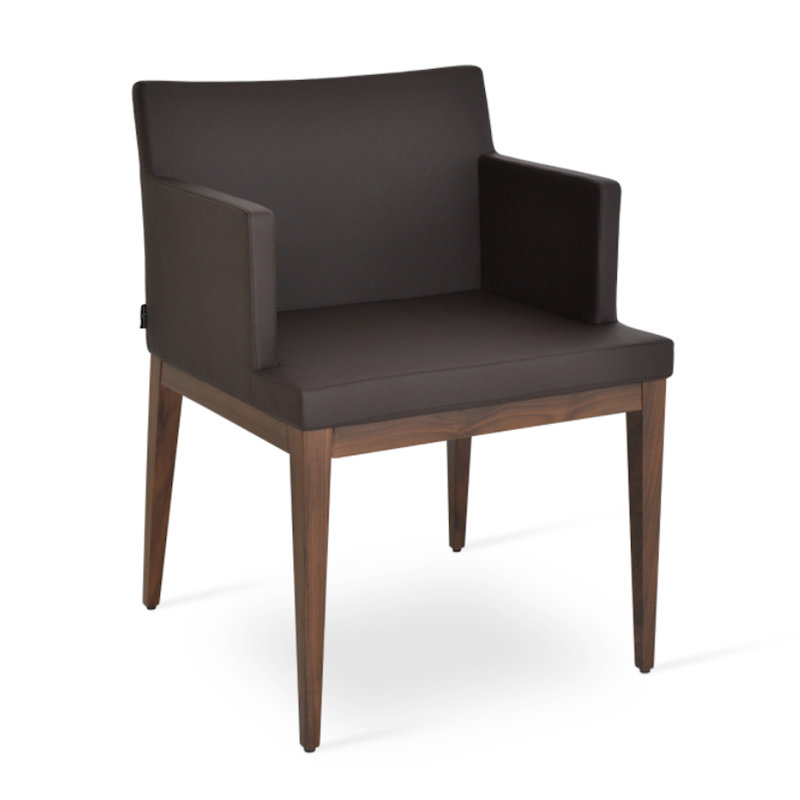 Fauteuil l 22 po Soho, Noyer, Cuirette brune