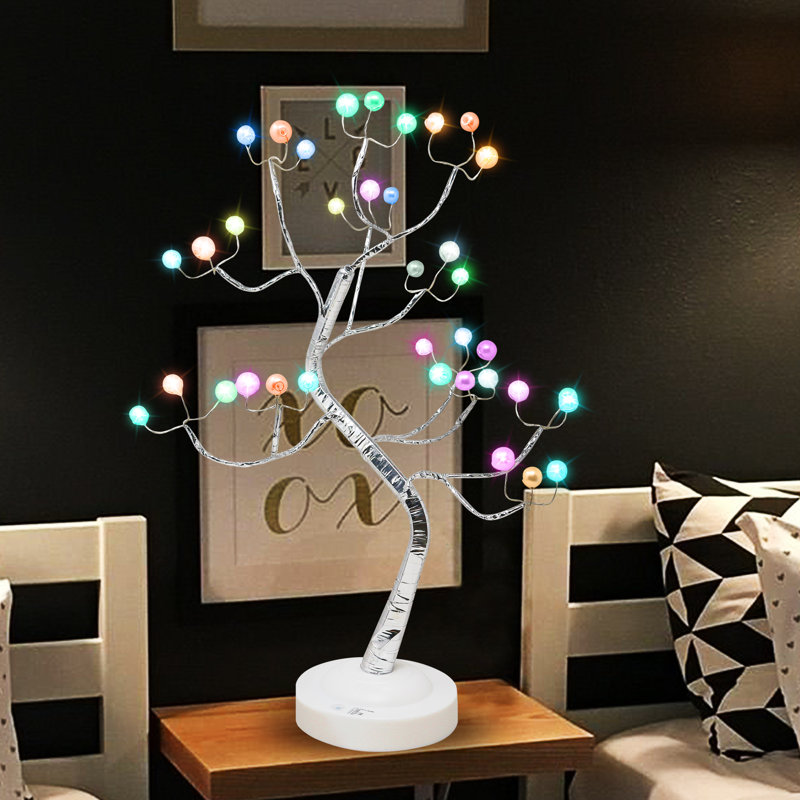 36 LED RGB Colour Changing Bonsai Light Fairy Tree Lamp USB Battery Operated Remote Control 16 Colour DIY Branches Artificial Tree With Timer(Pearl)