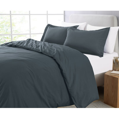 Ensemble de housse de couette 3 pièces gris foncé - double / grand