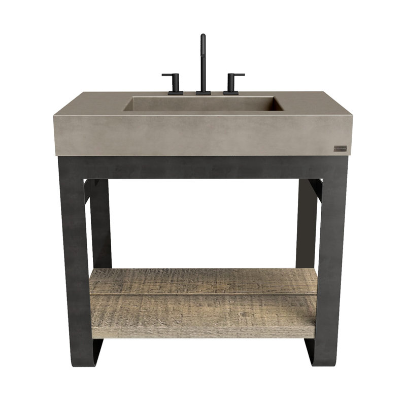 Ensemble de meuble-lavabo simple 36 po Outland, Sans trou, Chrome poli, Étain