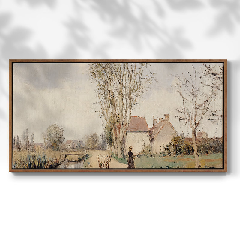 Paysage, série CLCL-XXIX, toile tendue avec châssis, prête à être accrochée, H 17 po x l 33 po, Noyer