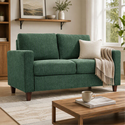 Canapé 2 places de style moderne du milieu du siècle, avec coussin en mousse haute densité et pieds en bois amovibles, revêtement en tissu pour salon et appartement