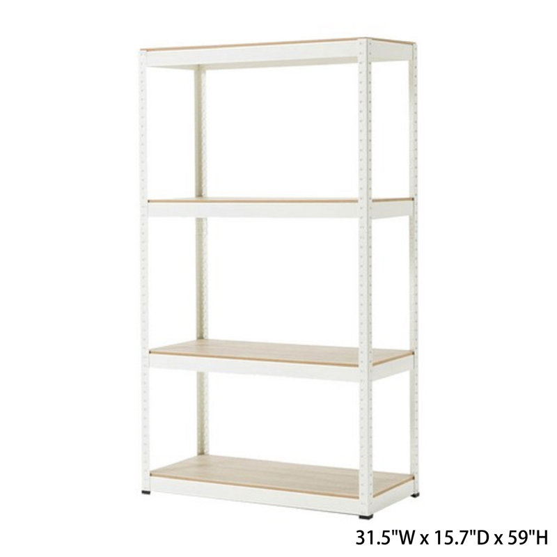 Étagère de rangement réglable à 4 niveaux avec cadre en métal et planches stratifiées l 31,5 po x P 16,7 po, Blanc