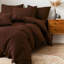 Ensemble de housse de couette brune très grand 160 g / m² avec 2 taies d'oreiller et 3 taies décoratives