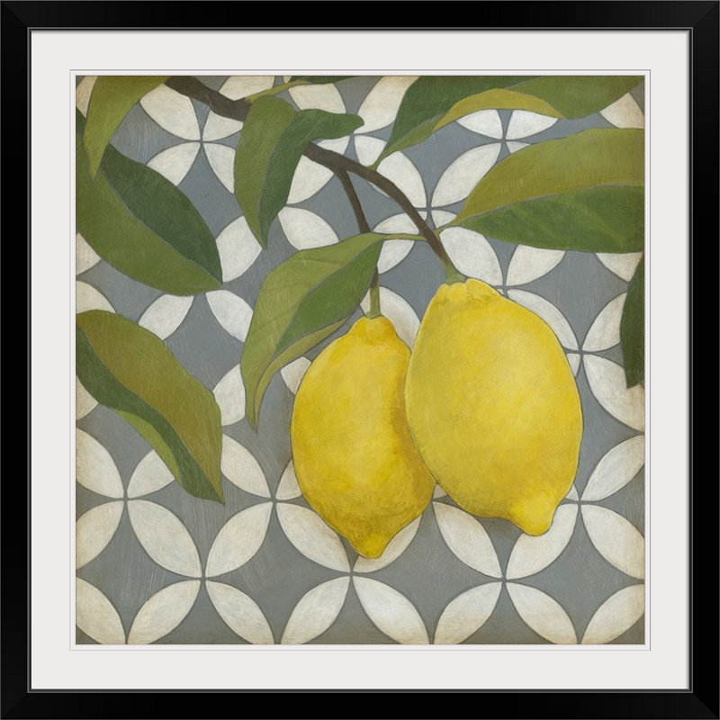 «Fruit and Pattern I» par Megan Meagher, impression, H 32 po x l 32 po x P 1 po, Cadre noir