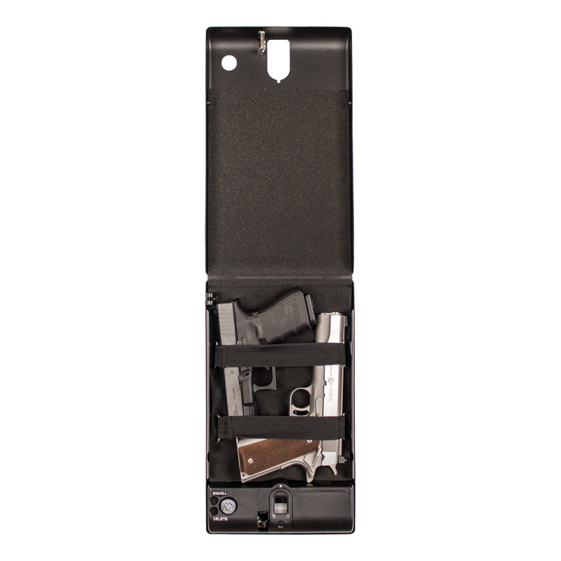 Coffre-fort à pistolet avec verrou biométrique, H 7,5 po x l 7 po x P 12,6875 po