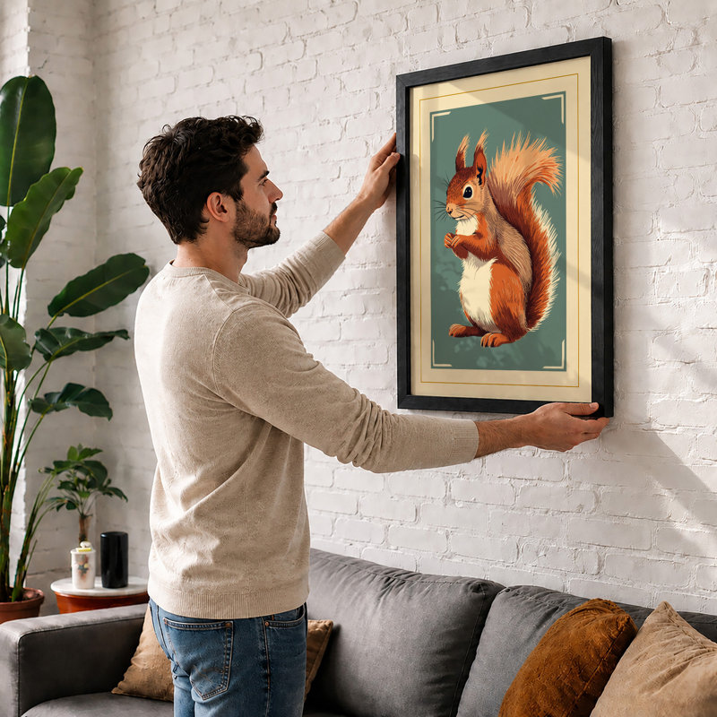 Red Squirrel Portrait Rustic - Print, Unframed, A4 - 29.7 x 21.0 cm