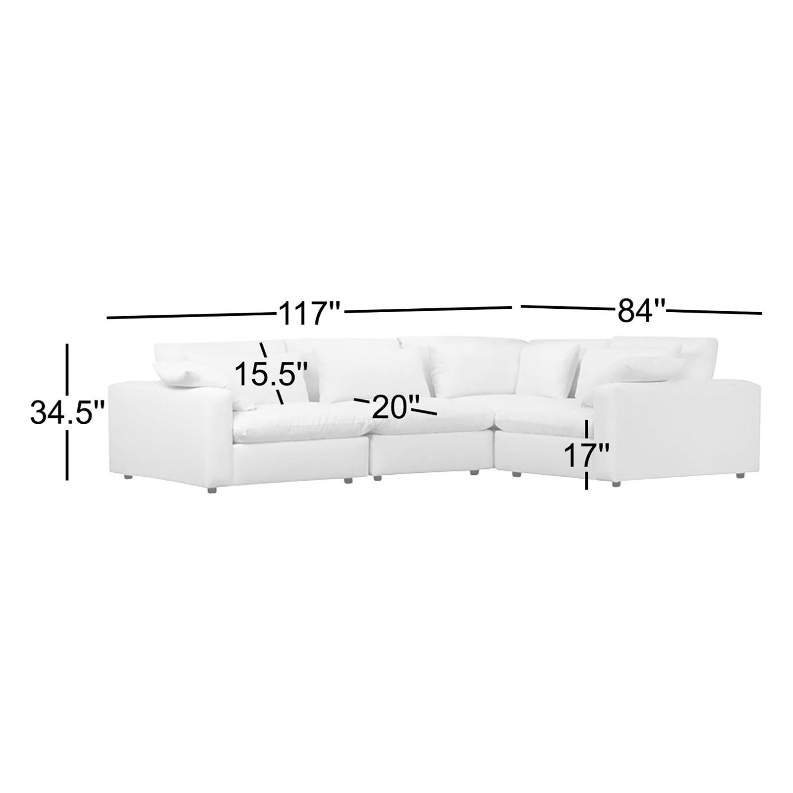 Remy 117'' 4 - Piece Modular Sectional, Andrew Driftwood Performance Chenille