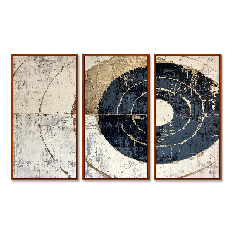 «Beige et bleu», ensemble d'impressions d'art mural abstrait spirale céleste «I», H 28 po x l 36 po, Brun