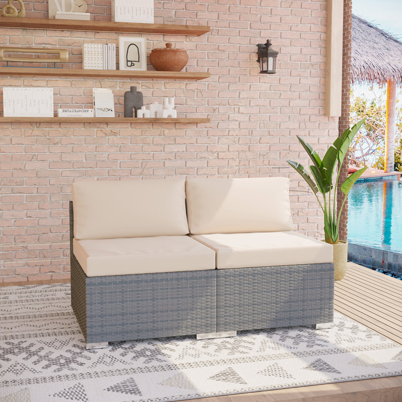 Canapé de patio extérieur en osier 50 po, Beige