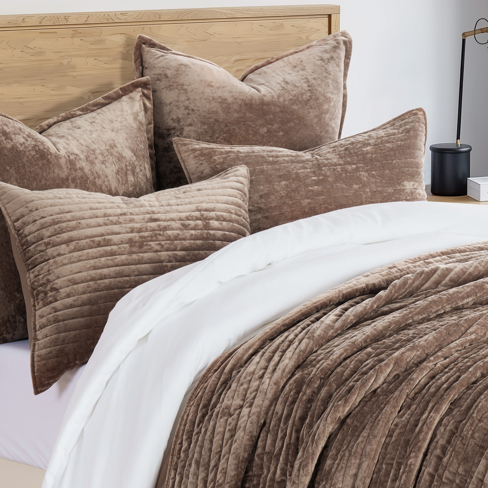 Velvet Quilt Set, Mocha Brown, California King
