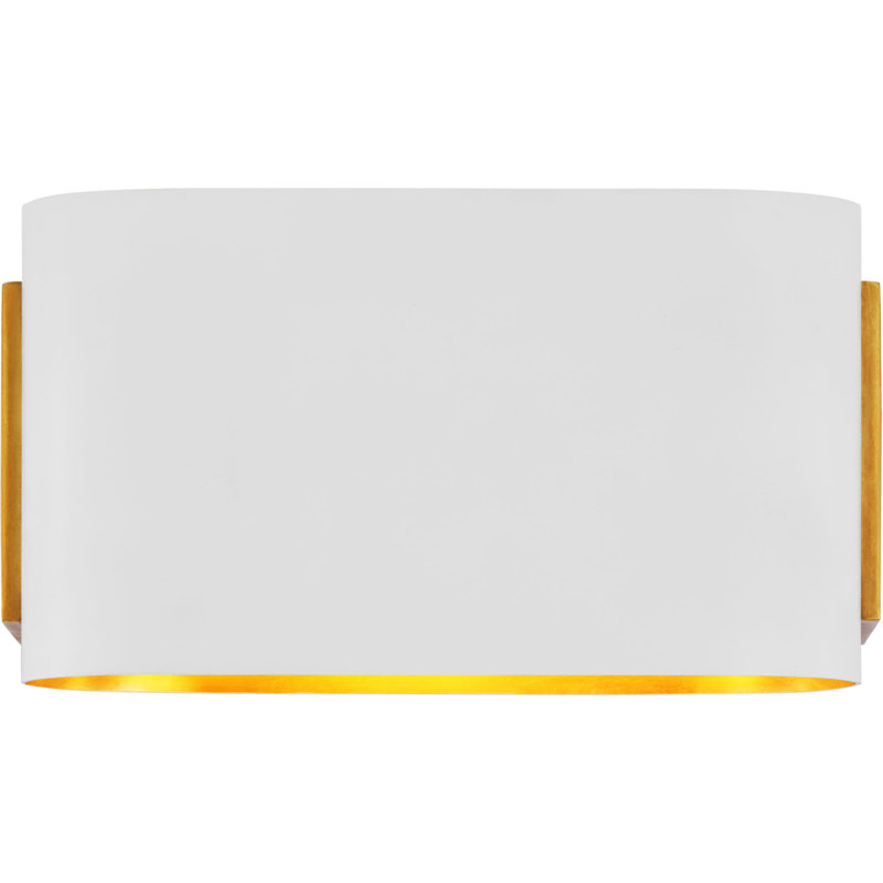 Aerin Nella Small Oblong Sconce, Hand-Rubbed Antique Brass/Plaster White, Matte Black