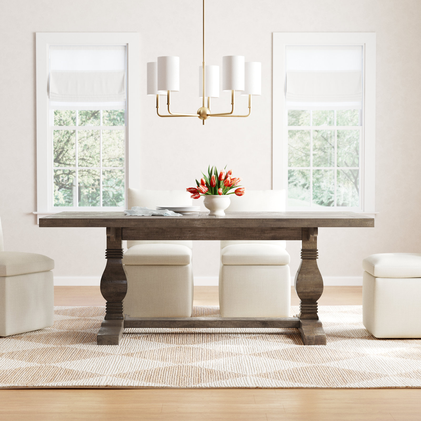 Kinston 78" Solid Wood Trestle Dining Table, Distressed Brown