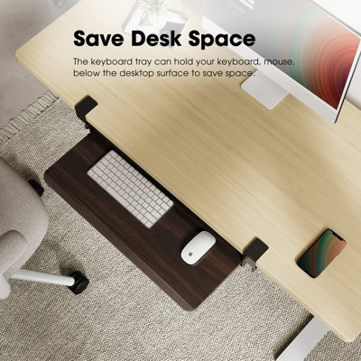 Plateau à clavier sous le bureau, plateau à clavier et souris escamotable avec pince en C, support à clavier coulissant pour bureau, grand tiroir coulissant pour ordinateur 11,8 pouces