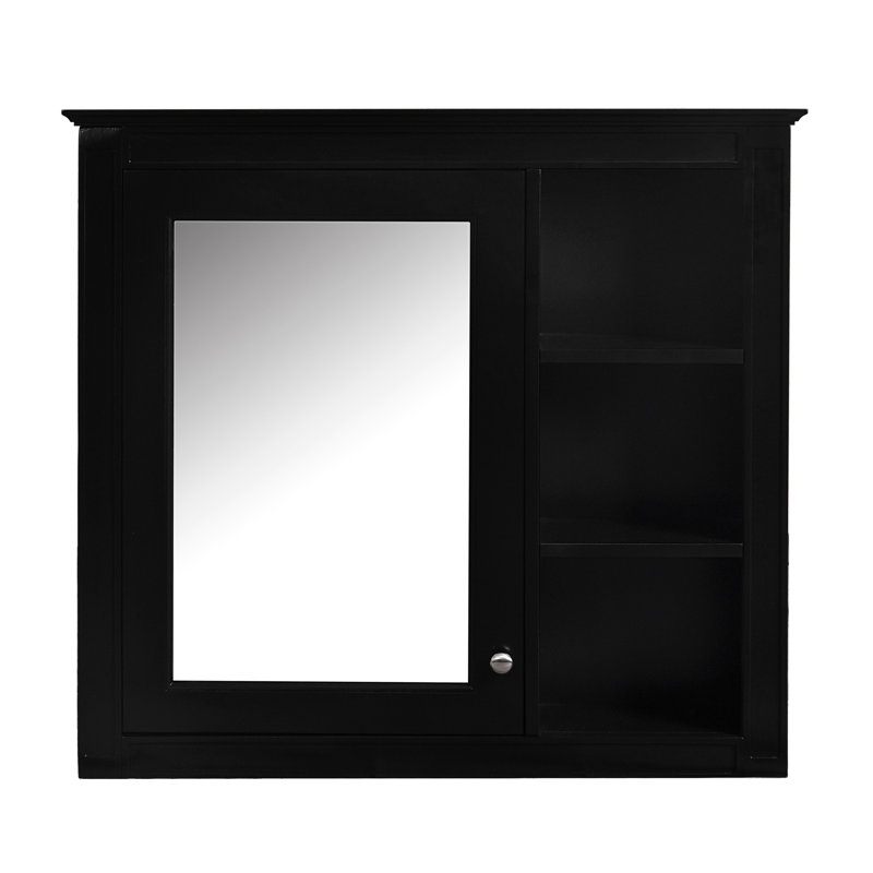 Modern Bathroom Wall Mounted Mirror Cabinet 30'' X 28'' - Concealed & Functional With Practical Design, Black