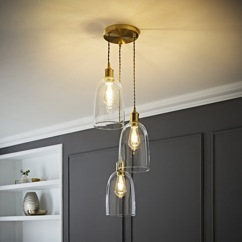 3 - Light Pendant, Brushed Gold