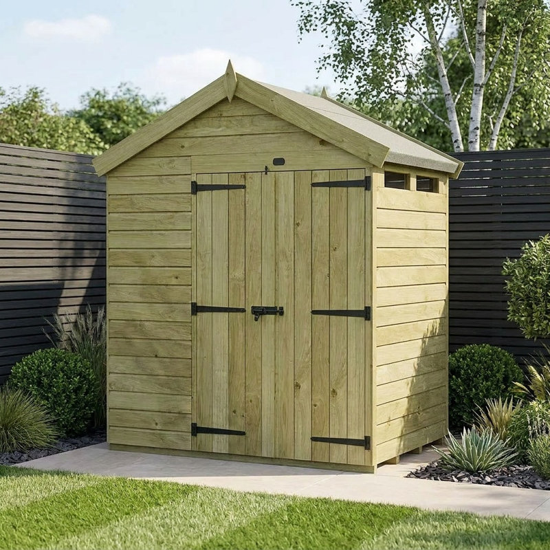 Total Sheds 4ft x 7ft Security Apex Shed - Heavy-Duty Hasp Staple Anti-Tamper - Pressure Treated Timber - UK Manufactured