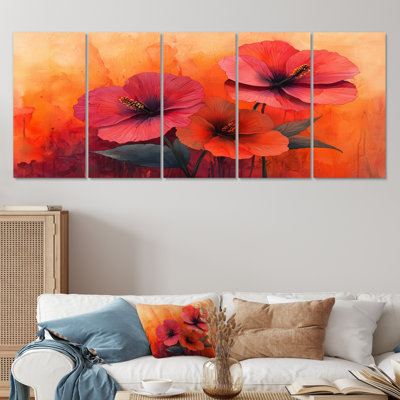 Vives teintes Hibiscus liquide Harmony II - Hibiscus Wall Decor - Art mural traditionnel