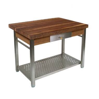 John Boos High-Quality Maple Wood Top Work Table with Adjustable Lower  Shelf, 48 x 30 x 1.5 Inch, Galvanized Steel