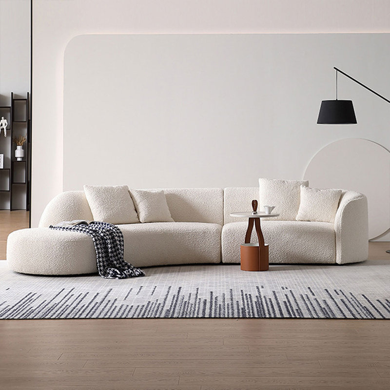 Canapé modulaire 2 pièces rembourré, Velours blanc, Orienté à gauche (vu de face)
