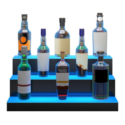 LED Lighted Liquor Bottle Display Bar Shelf RF & App Control 24" 3-Step