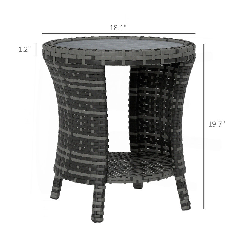 Outdoor Side Table,Wicker Outdoor Coffee Table, Gray