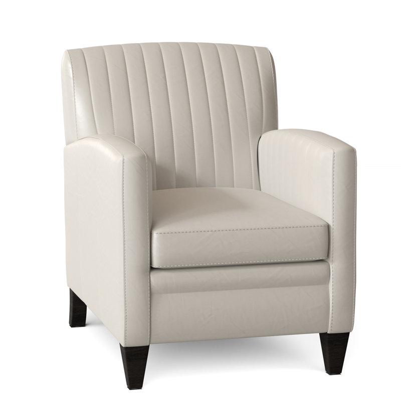 Barnabus Leather Club Chair, Aline Fumo Genuine Leather, Cobblestone