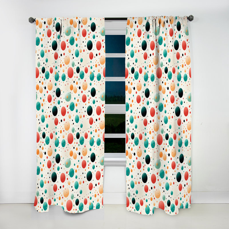 Motif à pois Retro Revival - Rideau abstrait - Rideau abstrait obscurcissant - 1 panneau, L 52 po x L 95 po