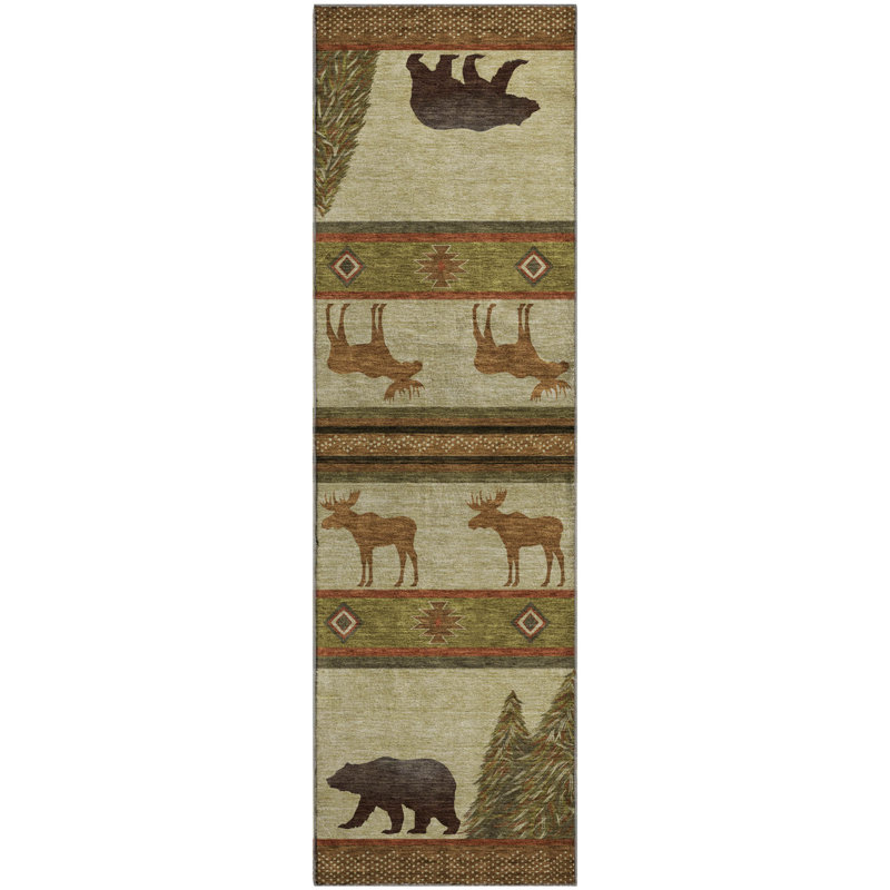 Tapis brun Premium Henrikh AMF141 lavable à la machine, Tapis de couloir 2 pi 3 po x 7 pi 6 po