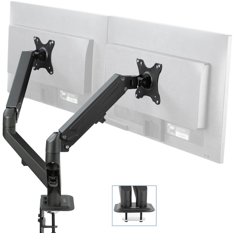 Pneumatic Arm Dual Monitor Desk Mount – VIVO - desk solutions