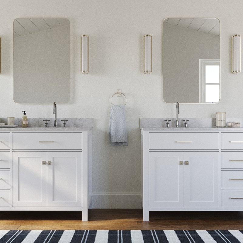 Ensemble de meuble-lavabo simple 43 po Aberdeenshire, Left, Oval, Blanc