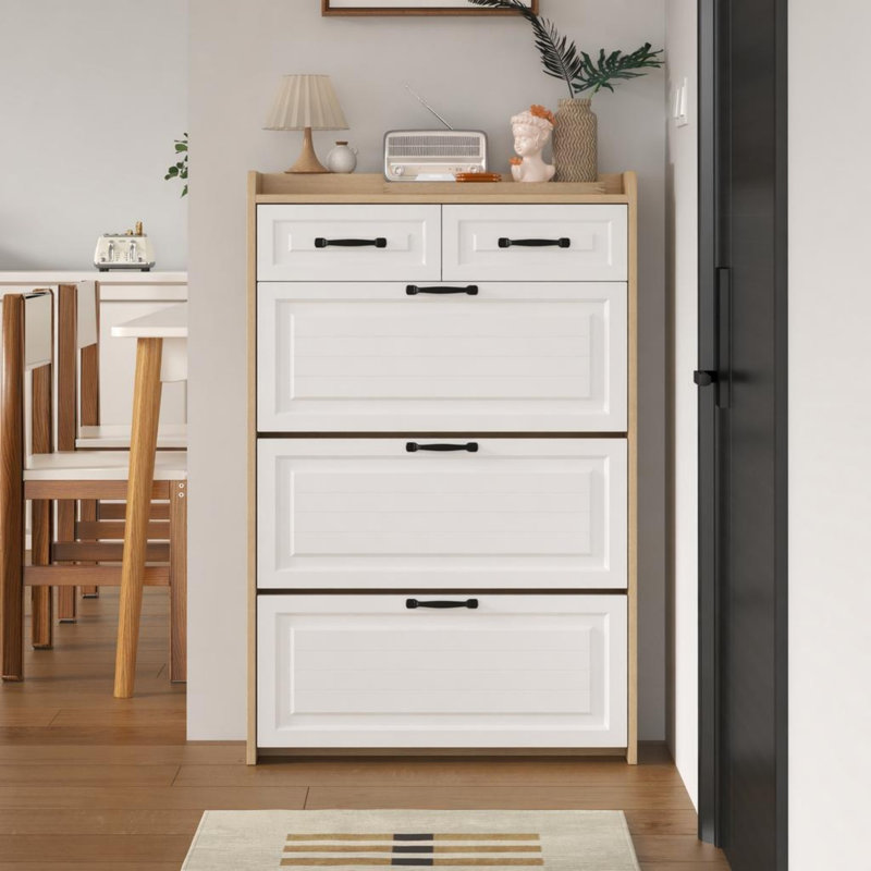 Shoe Storage, White+Natural