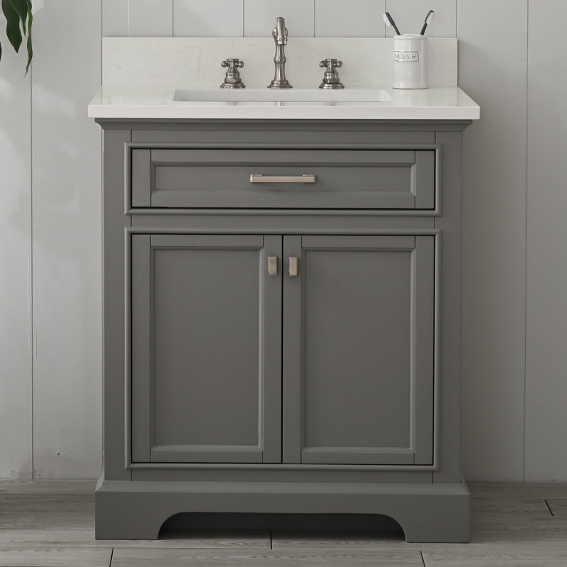 Ensemble de meuble-lavabo simple 30 po Arruda, Nickel brossé, Gris