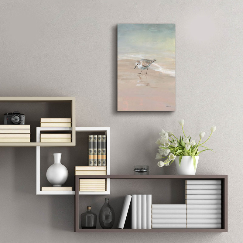  «Shorebirds On The Sand 3» par Danhui Nai, art mural en verre acrylique, 16 po x 24 po