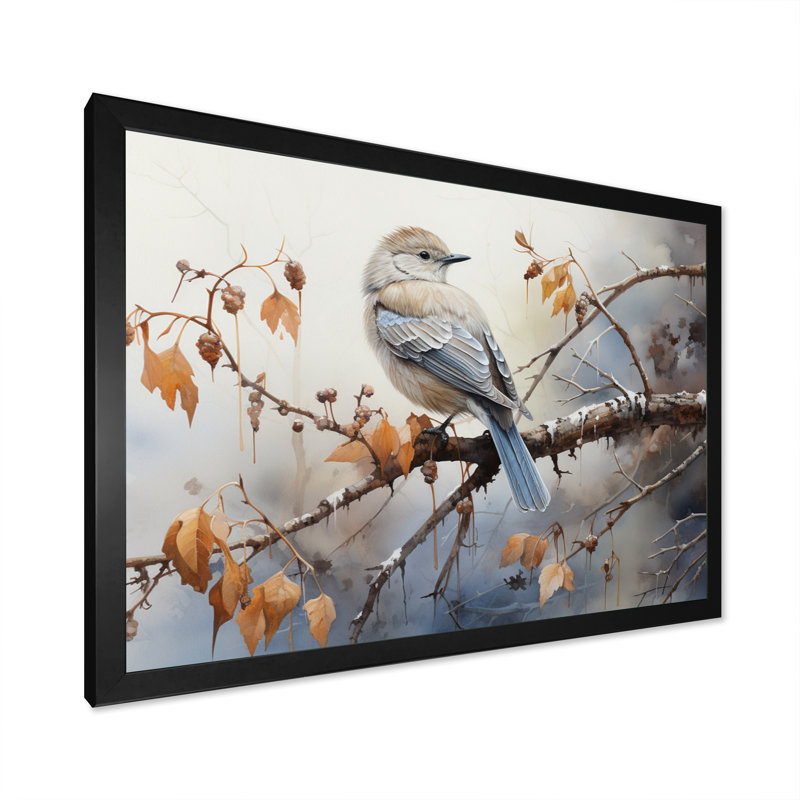 «Bird Silent Watcher I», reproduction d'art sur toile, Cadre photo noir, H 34 po x l 44 po x P 1,5 po