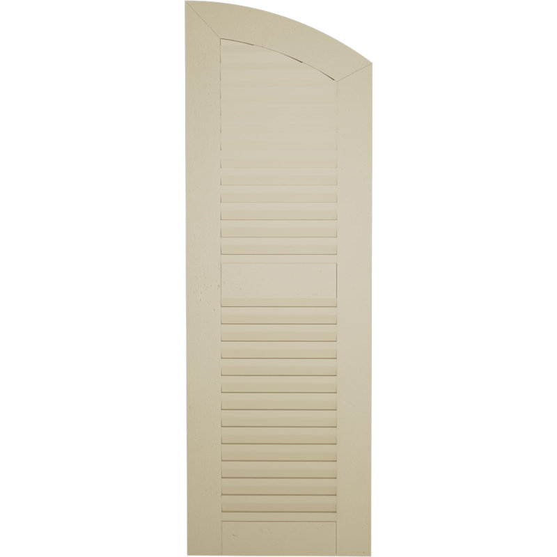 Timberthane Two Equal Louvre w/Elliptical Top Shutters, Rough Sawn Texture/Primed Tan, 15", 58"