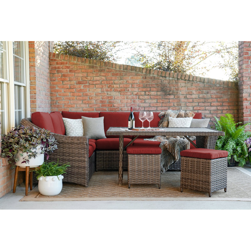 Ensemble de conversation modulaire avec coussins 7 pièces Frannie, Rouge