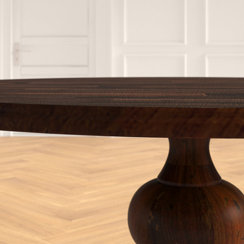 Tanisha Mango Solid Wood Pedestal Dining Table, Dark Oak, 60" W x 60" L