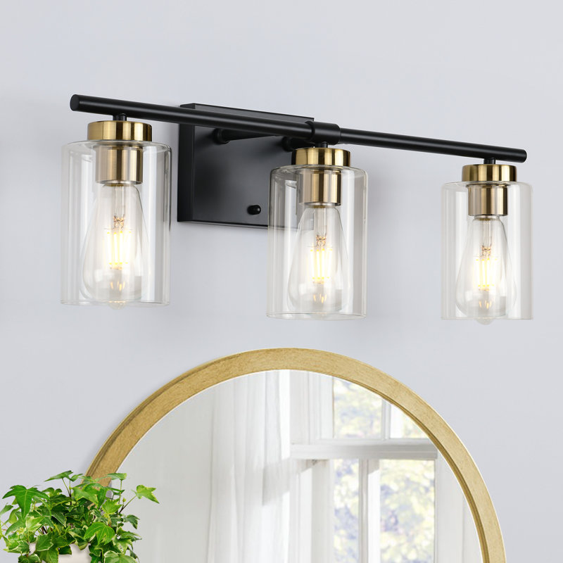 Hooversville Dimmable Vanity Light, Black/Gold, 3 Lights