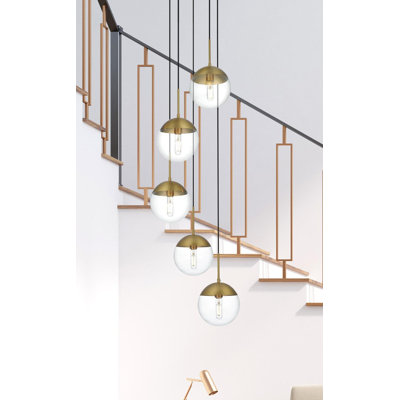 Luminaire suspendu en sphères groupées à 5 lumières Yearby