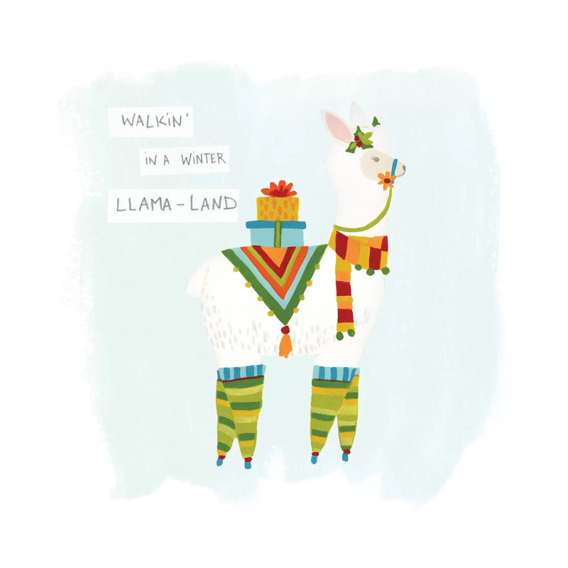 Fa-La-La-La Llama II by June Erica Vess - Wrapped Canvas Print, 30.48 cm H x 30.48 cm W